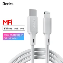 Benks MFi PD кабель type C для Apple порт быстрая зарядка кабель для iPhone X/Xs/Xr/8 Plus PD адаптер питания USB C кабель для iPad Pro