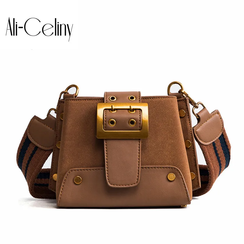 

2019 new Korean fashion matte belt buckle wide shoulder trapezoid square bag shoulder bag