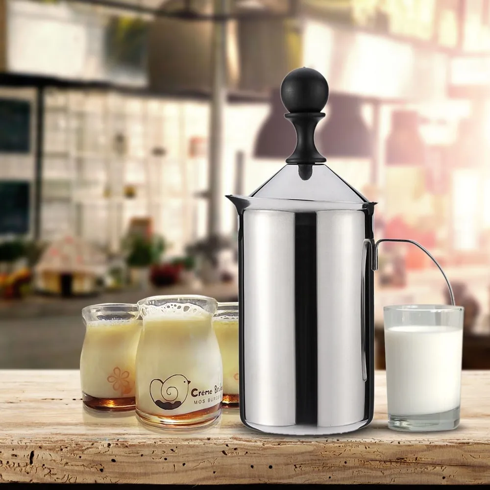 600ml Stainless Steel Milk Frother Foamer Double Mesh DIY White Coffee