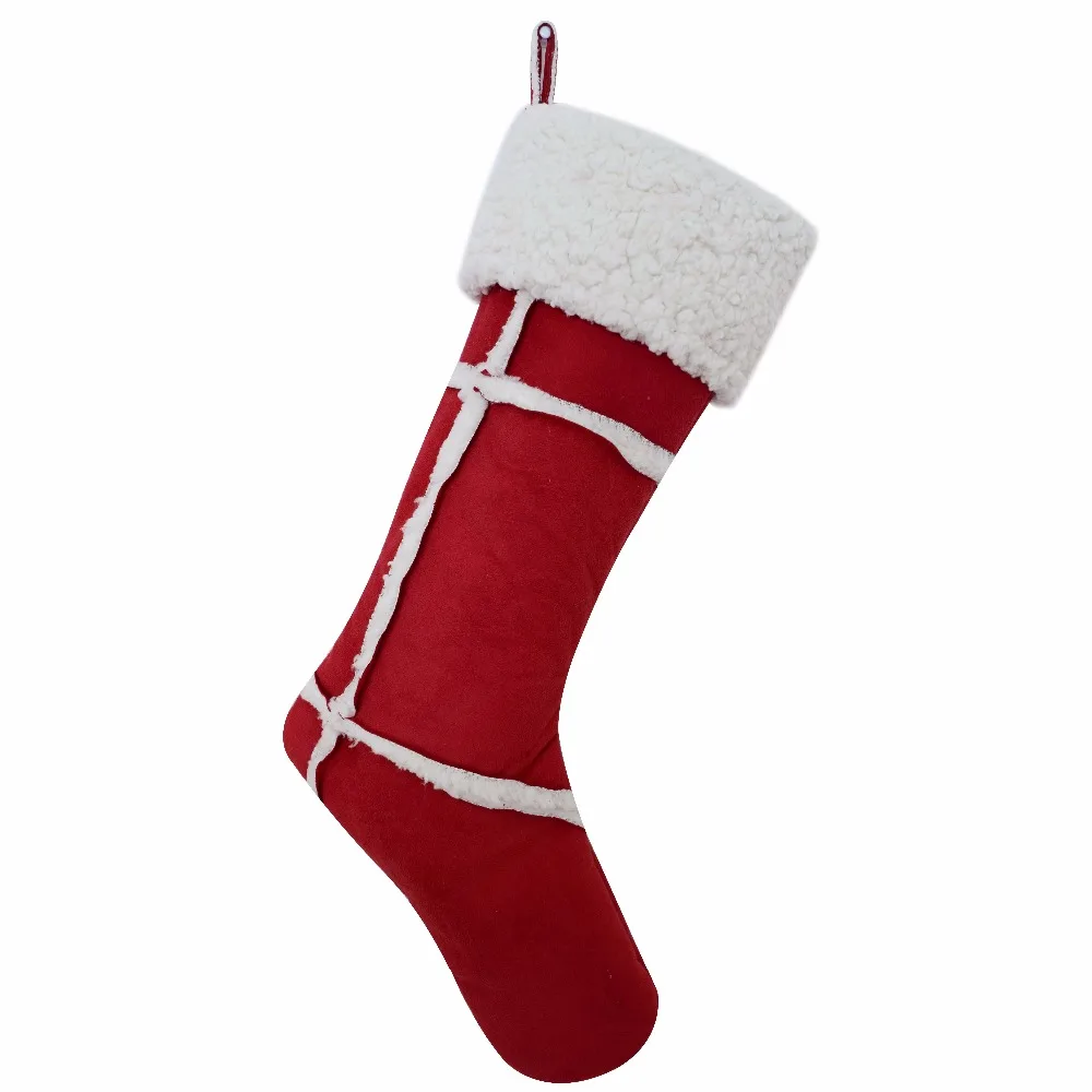 

Sorrento New Arrival Christmas gifts Red Suede with white Sherpa Christmas Stockings