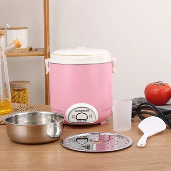 

1.8L 220V Mini Rice Cooker Electric Skillet Stainless Steel Inner Pot Portable Cooker for 1-2 People
