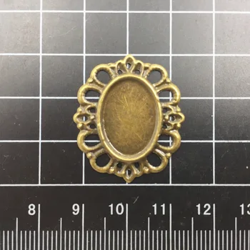

10Pcs Ornament Bag Connectors Embellishment Bronze Tone Oval Filigree Wraps Fit 18x13mm Cabochon Cameo Setting Charms 30x26mm