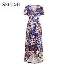 Seluxu Summer Dress For Women 2019 Fashion Flower Print Maxi Dress Floral Print Boho Long Chiffon Dress Beach Dress Seluxu Summer Dress For Women 2019 Fashion Flower Print Maxi Dress Floral Print Boho Long Chiffon Dress Beach Dress