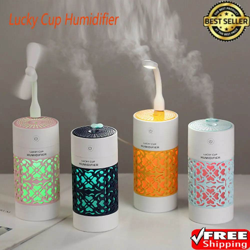 

3 in 1 Portable Ultrasonic LED Light 250ML Lucky Cup Aroma USB Charging Humidifier Air Essential Oil Aroma Diffuser Purifier