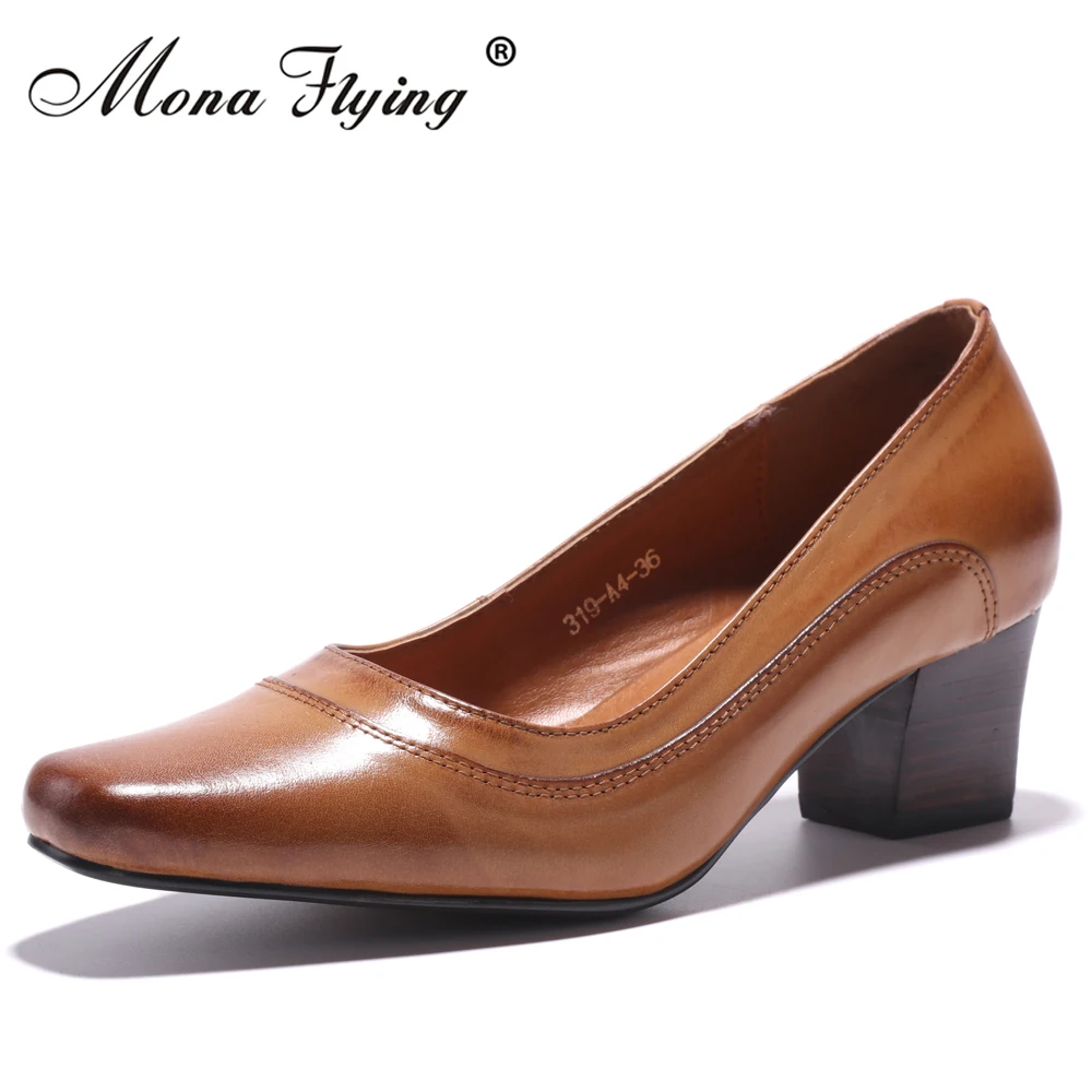 

Women's Pumps Shoes Genuine Leather Women Shoes Med Heel Women Dress Shoes for Women Office Ladies Pure Leather Shoes 319-A4