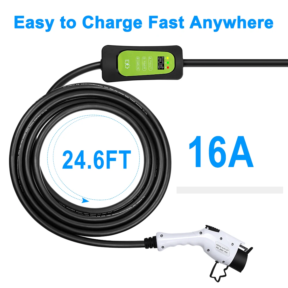7.5m WonVon Level 2 EV Charger,110V-240V,40A,J1772 Portable EVSE Home Indoor Electric Vehicle Charger with NEMA 14-50 Plug,24.6FT Cable for Chevy Volt 