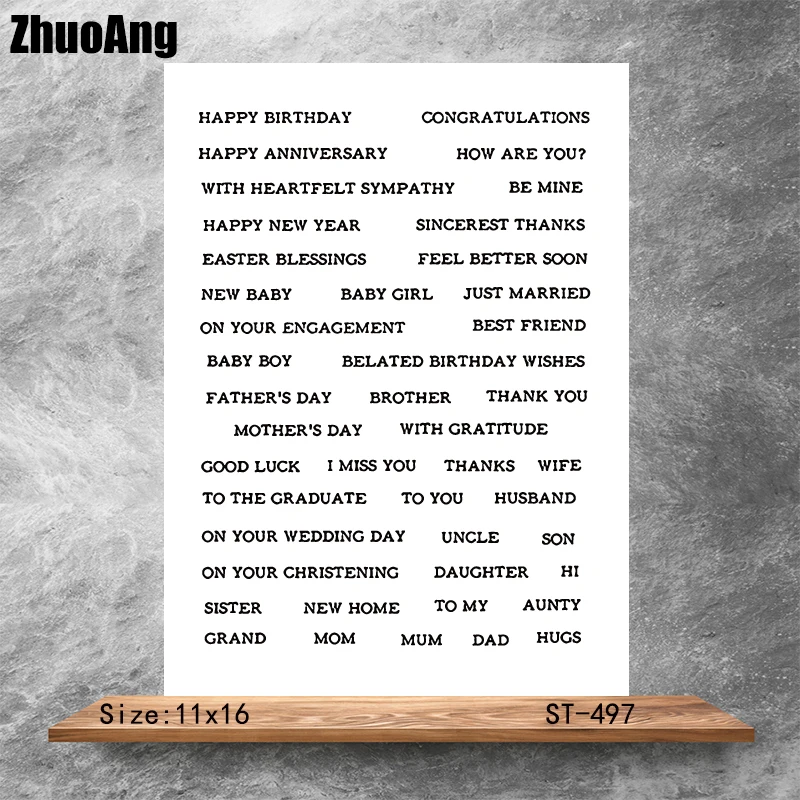 

Birthday greeting Transparent Clear Stamps DIY Scrapbooking Album Card Making DIY Decoration Making Embossing Stencil