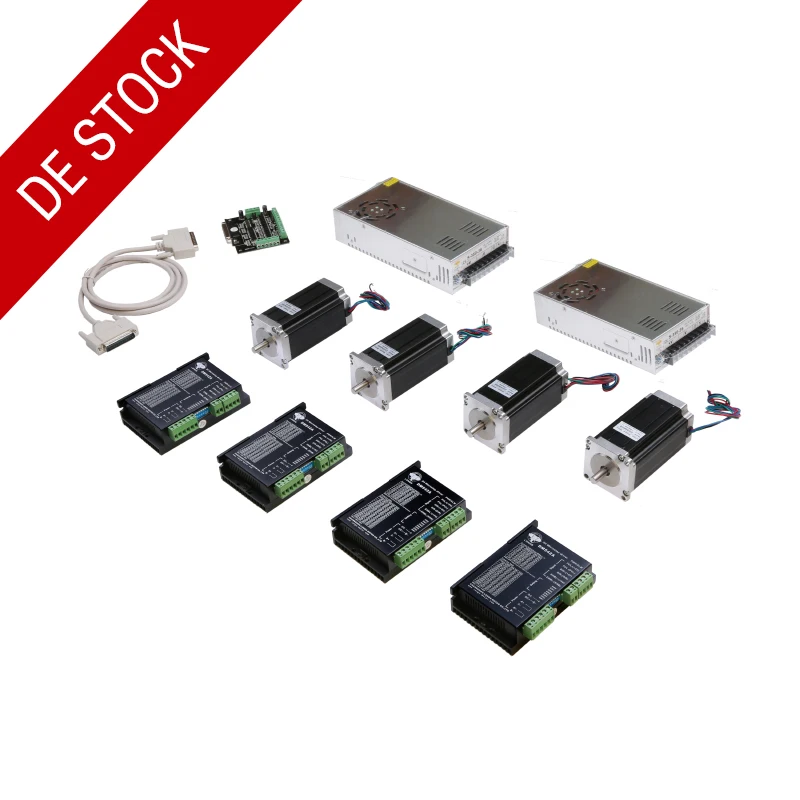

DE SHIP&EU FREE! 4axis Nema 23 stepper motor 435oz.in 4.2A 23HS9442& Driver DM542A &Power Supply 350W CNC router KIT LONGS MOTOR