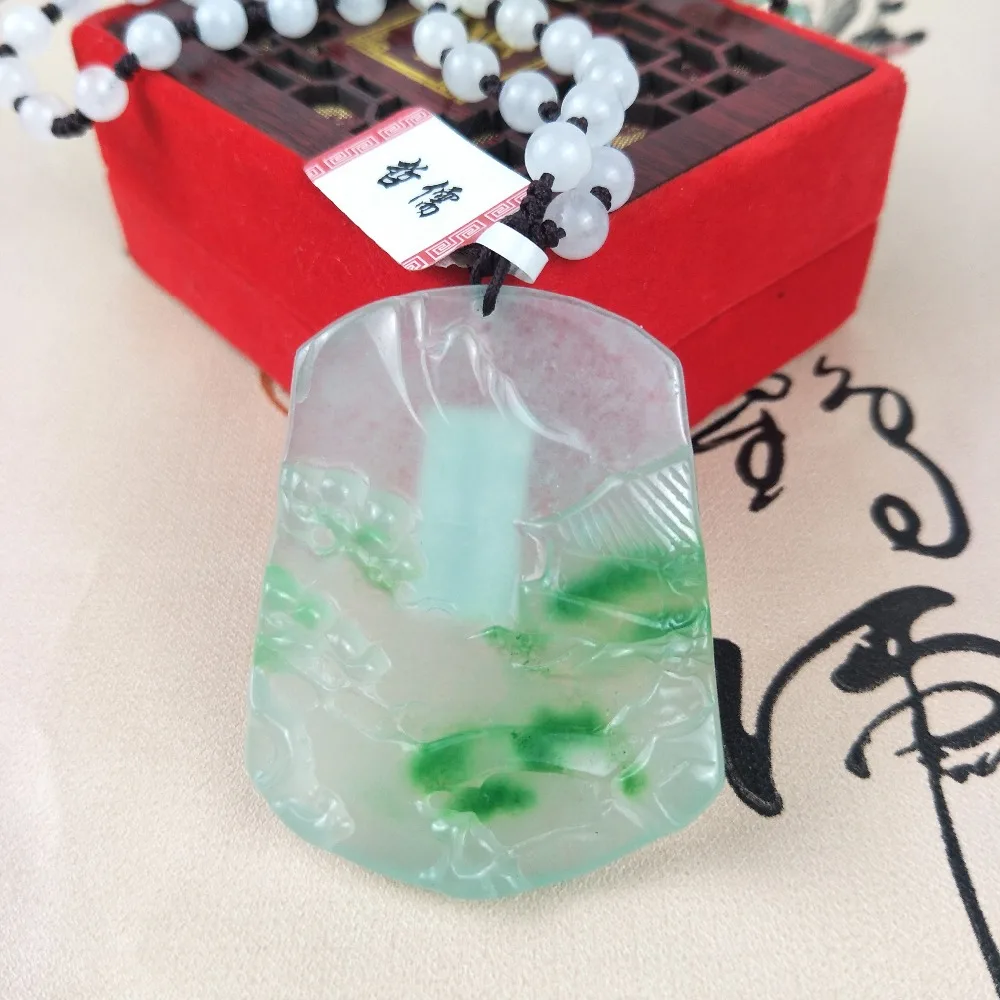 Zhe Ru ювелирное изделие чистый натуральный жадеит ледяное дно Зеленый пейзаж