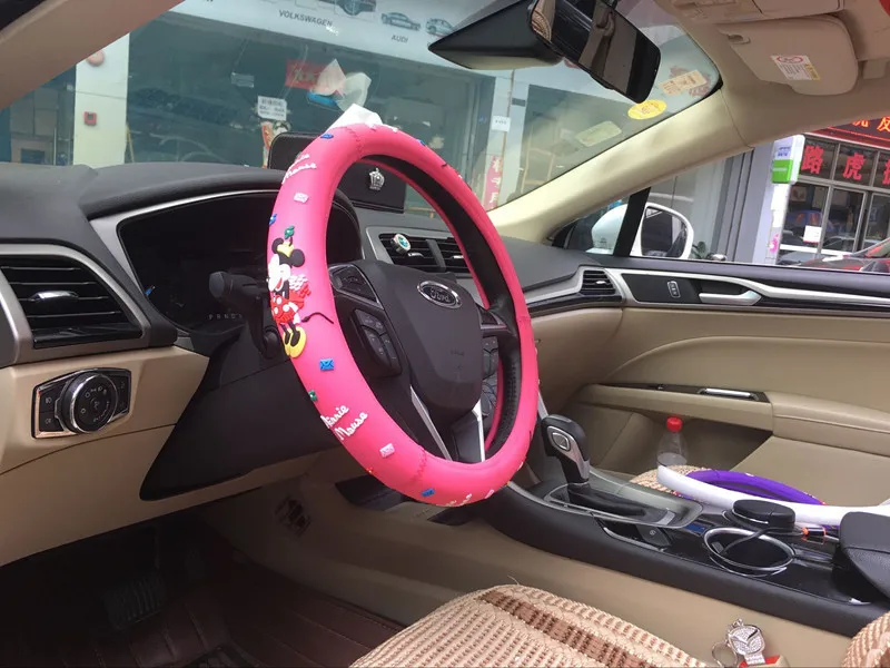 Чехол на руль с принтом Микки Мауса для автомобильного интерьера, милые чехлы на руль 38 см для девочек