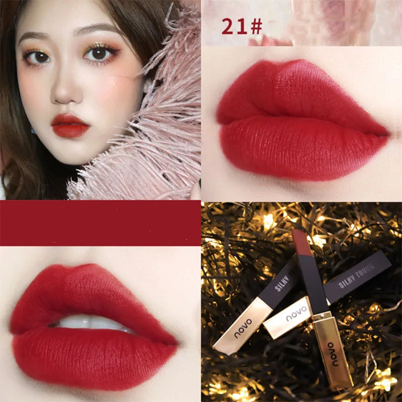 

Thin Tube Small Gold Strips Lipstick Velvet Matte Matte Moisturizing Lip Glaze Lipstick Matte Long Lasting Makeup for Cute Girls