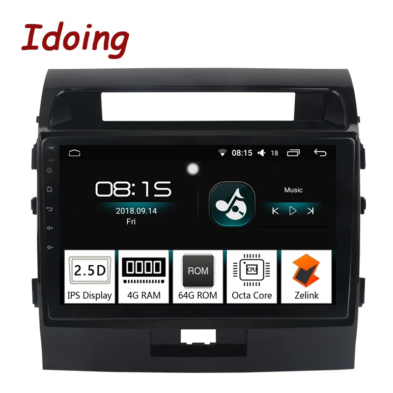 

Idoing 10.2"4G+64G Octa Core 1Din Car Radio Android8.0 Multimedia Player Fit Toyota Land Cruiser LC200 2008-2013 GPS Navigation