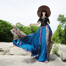 Летняя новая длинная юбка в пол женская шифоновая плиссированная юбка цветочные юбки