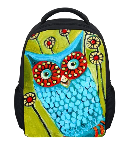 Школьный мини-рюкзак с принтом животных для девочек, детский рюкзак с изображением совы, рюкзак для детей, рюкзак для детского сада, сумка для книг - Цвет: Бежевый