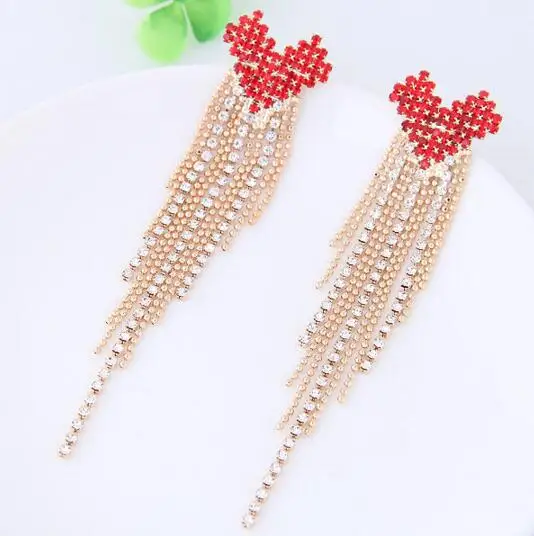 

ZA 2018 Fashion Stud earrings for Women Long tassel heart Charms Jewelry Pendant Metal Wedding Party Geometric Earring Brincos