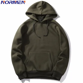 

NORMEN 2018 New Arrival Men's Solid Casual Hoodies Regular Fit Rib Sleeve Hooded Sweatshirts Men Fashion Loose Fit Streetwear