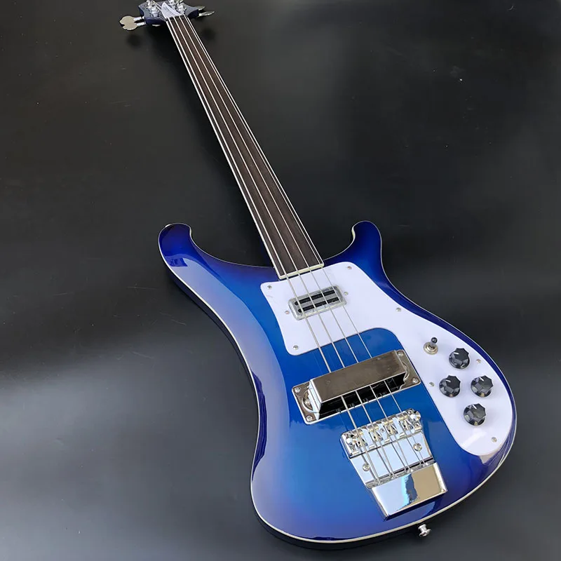 4 strings Bass guitar in Blue color,no mark on the fingerboard,Bass