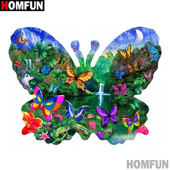 

HOMFUN Full Square/Round Drill 5D DIY Diamond Painting "Butterfly scenery" 3D Diamond Embroidery Cross Stitch Home Decor A20167