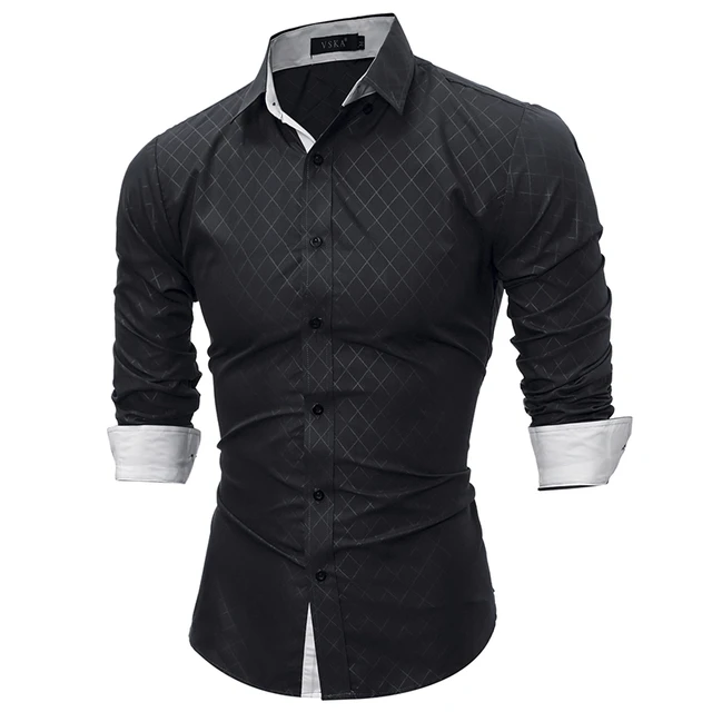 Camiseta de a la moda para hombre, camisa de manga larga entallada informal para hombre, camisa masculina de alta 2018 _ - AliExpress Mobile