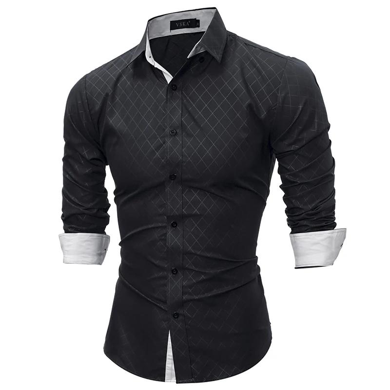 Мужская Облегающая рубашка camisa masculina YJ летняя с длинным рукавом 2019|fit shirt|men slim fit