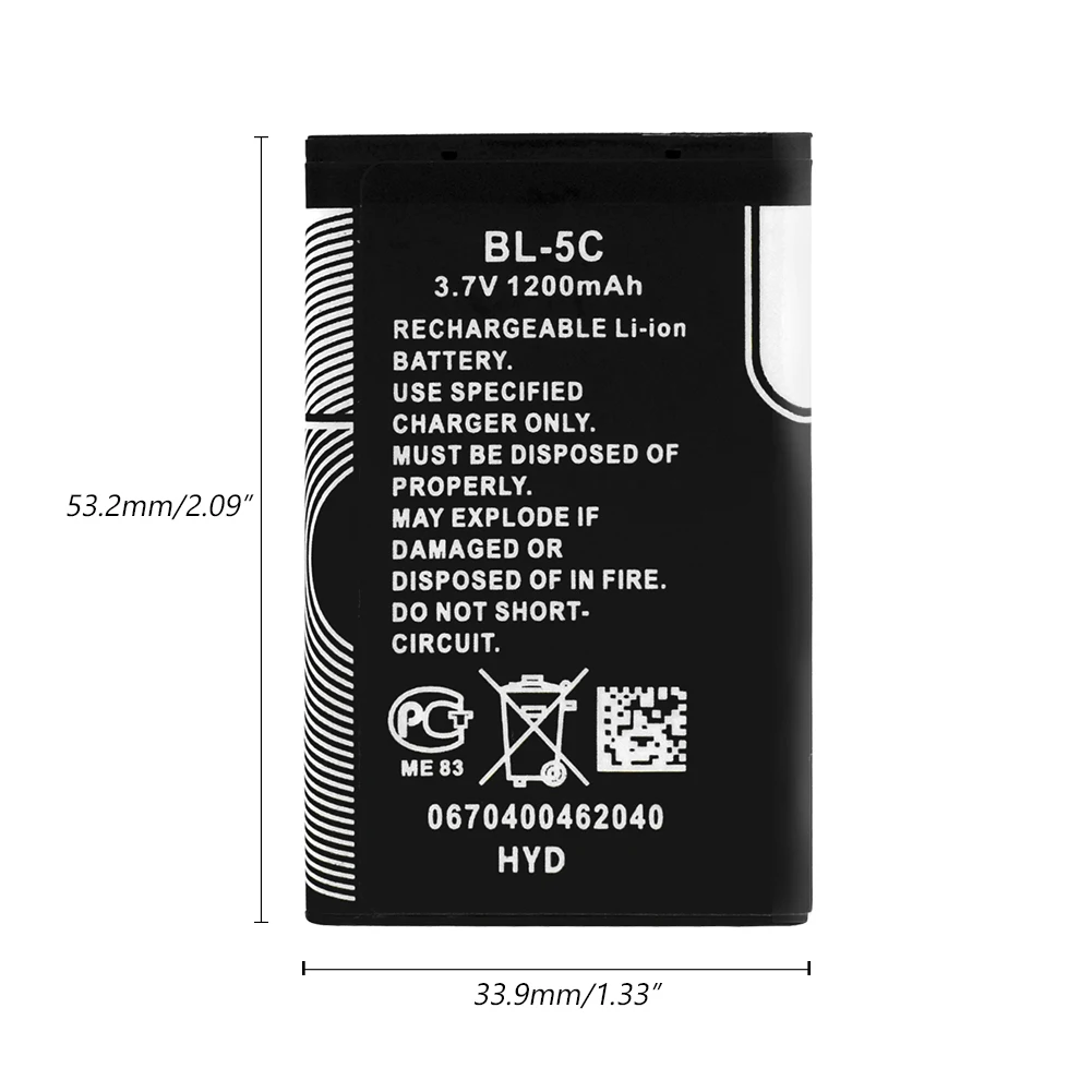 Литиевая батарея Li-Po 3,7 V 1200 мА/ч, Батарея BL-5C BL 5C для Nokia 6267 6620 6630 1100 1101 1110 6270 6330 6555 6600 1112 1208 1600 - Цвет: 1 PCS