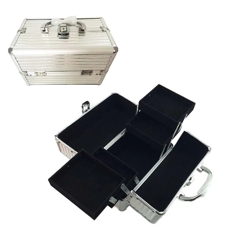 

Professional Aluminum Alloy Cosmetic Case Foldable Multilayer Cosmetic Storage Box Large-capacity Travel Makeup Organizer