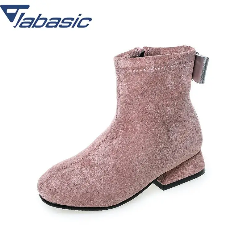 

JABASIC Pretty Flock Upper Boots Kids Girls Sapato Menina Winter Keep Warm Side Fashion Abkle Boot For Girls Bota Menina Bota
