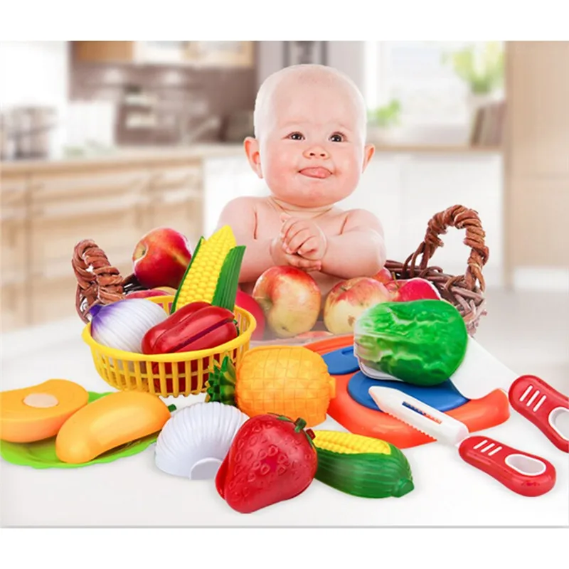 Детский игровой домик, игрушка, вырезание фруктов, пластиковые овощи, кухонный детский классический детский ролевой Игровой набор, Игрушки для раннего развития, 1 набор