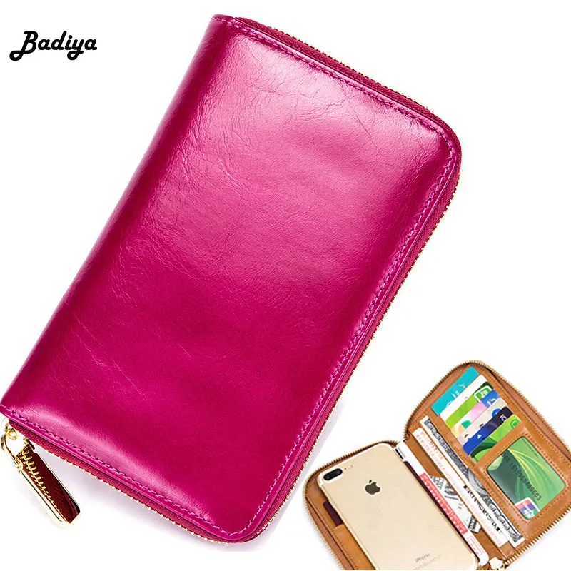 Casual Genuine Leather Passport Holder Women Long Wallet Multi function
