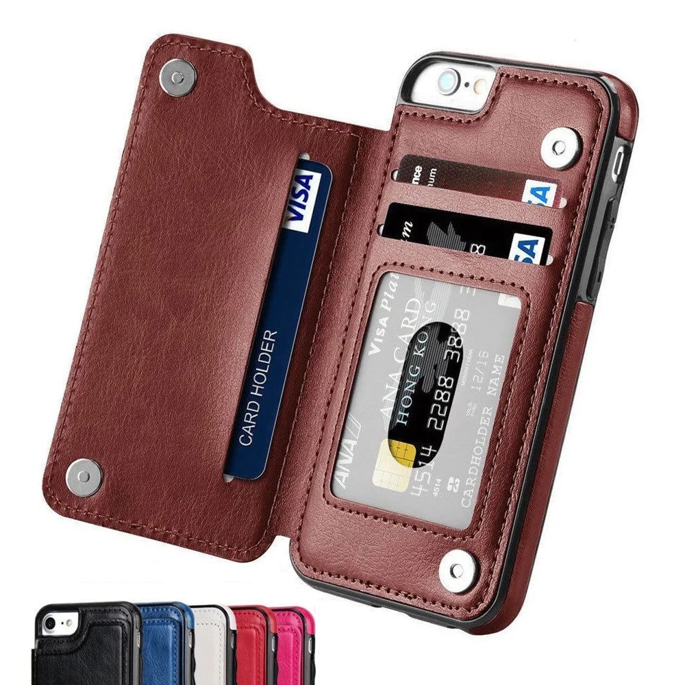 

Stand Wallet Case For iPhone 8 Plus Cover Case Luxury PU Leather Card Slot Shell For iPhone XS Max XR X(10) 8 7 6 6S Plus EEMIA