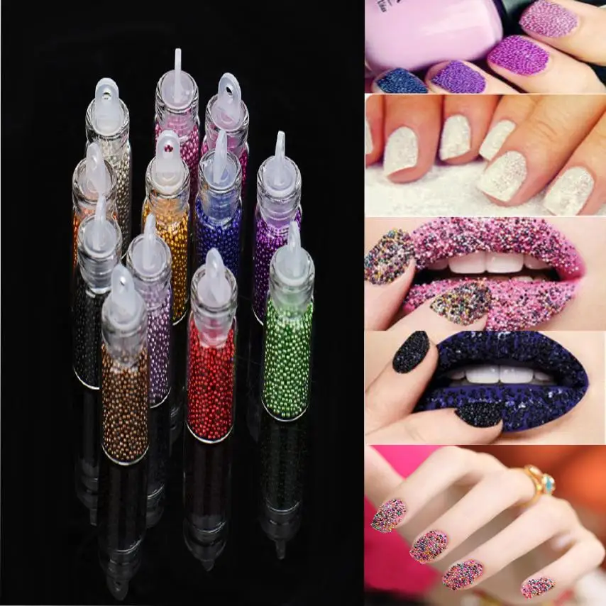 

12 Mini Beads DIY Nail Art Glitter Decorations P40 JUNE13