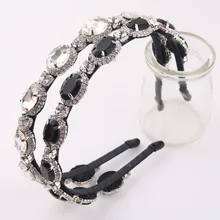 Барокко черный белый кристалл оголовье металла тиара Корона со стразами винтажные повязки для волос Свадебные аксессуары для волос ювелирные изделия вечерние подарки