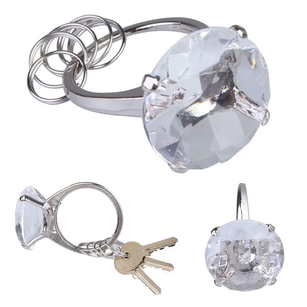 Creative Party Gift Wedding Favors Crystal Ring Keychain Keyring