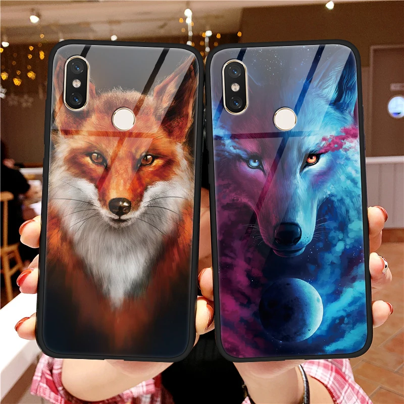 

Wolf Fox Tempered Glass TPU Coque For Xiaomi Mi Redmi A2 S2 Y2 Note 5 Plus 6 Pro 5S 6X 8 SE Explorer Lite Mix 2 2S Max 3 S2 Case