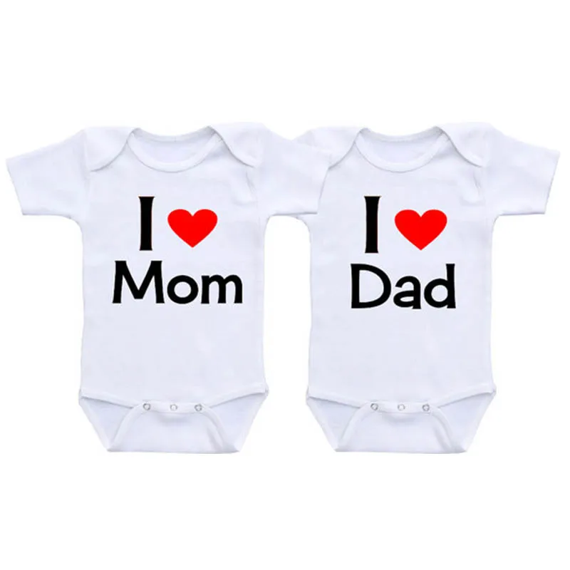 YSCULBUTOL Twins i love mom l dad boy and girl Подарок детская одежда детское боди 0 12 месяцев наряды