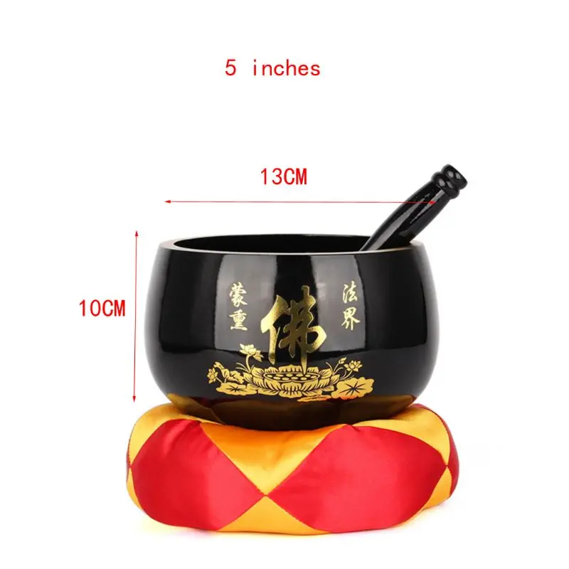 1 комплект медная Поющая чаша в китайском стиле Тибетский буддизм Поющая чаша Ручная ударная подушка йога медитация чакры подарок - Цвет: 5 inches