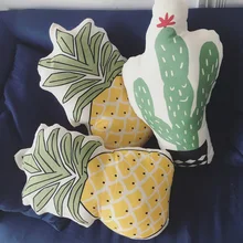 Lovely Cartoon Plants Fruit Pineapple Cactus Stuffed Dolls Plush Cushion Pillow Toys Gift Nordic Kids Bed