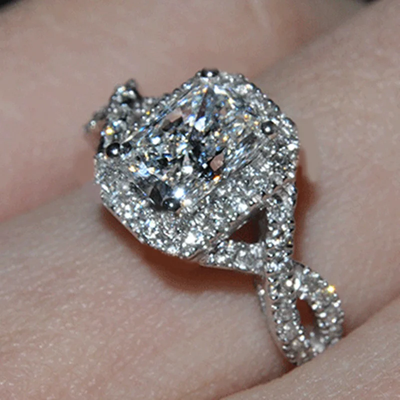 luxury wedding ring 2 carat cushion cut sona simulated gemstone engagement rings for women 925 sterling - 2 Carat Wedding Ring luxury wedding ring 2 carat cushion cut sona simulated gemstone engagement rings for women 925 sterling - 2 Carat Wedding Ring