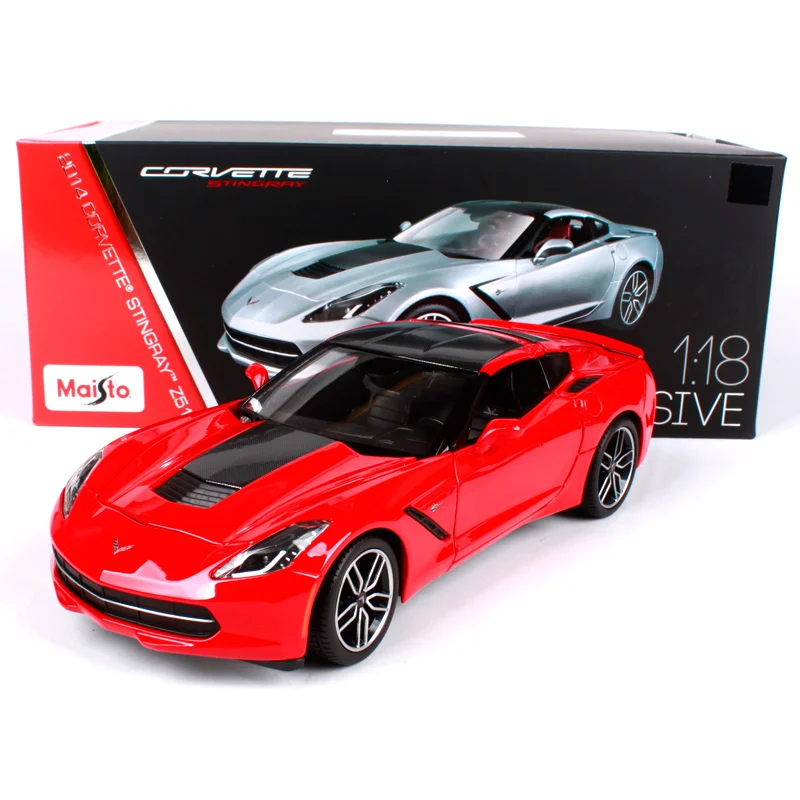 

Maisto 1:18 2014 Corvette z51 red silver racing car diecast hardback luxury car toy models for collecting cool car models 38132