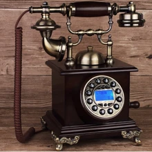 Ретро мелодии звонка античный телефон Американский винтажный бытовой дубовый проводной телефон