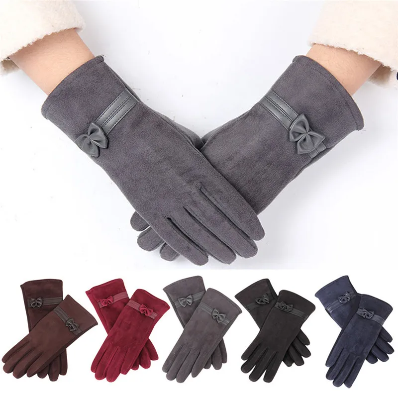 Перчатки женские зимние перчатки guantes 1 пара Новые модные зимние женские теплые перчатки для езды на велосипеде с бантом Mujer N1