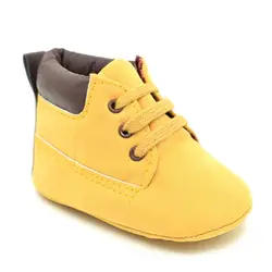 Для маленьких мальчиков обувь для девочек Ботильоны из искусственной кожи на шнуровке мягкая детская подошва первые ходунки пинетки