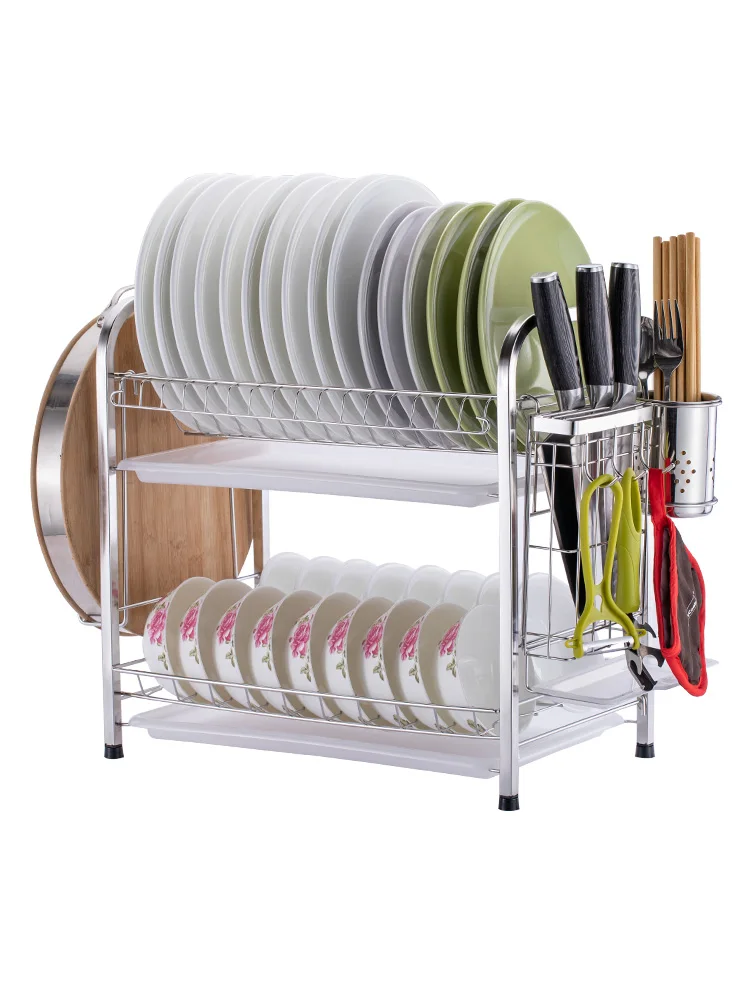  Plate Rack Drain Rack Kitchen Setting Shelf hang Dinnerware storage box Drain Tray #304 stainless s - 33019621700