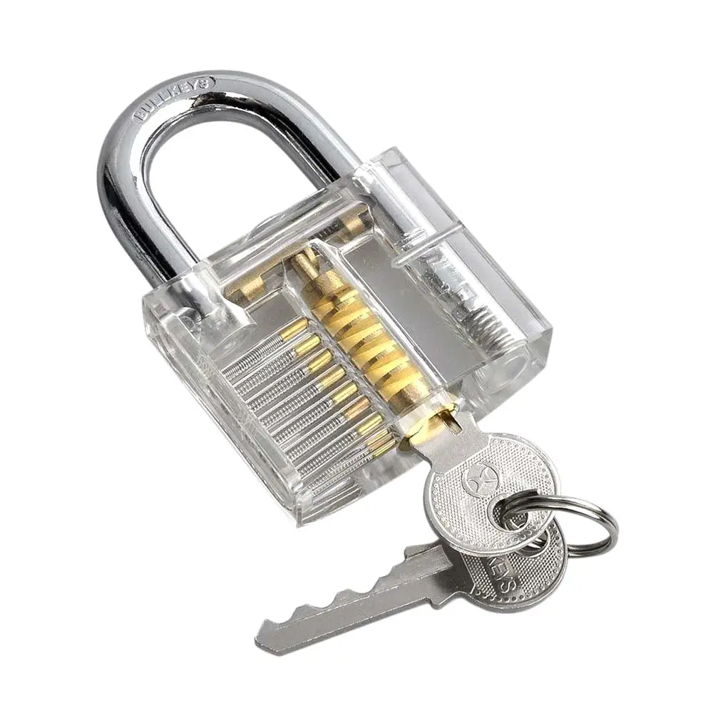 1Pc Clear Crystal Transparent Cutaway Locks Inside View Practice Padlock Visible View Lock Training Skill Locks Keyed Padlock