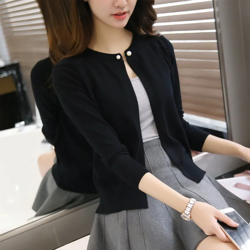 18 new spring ladies pearl button cardigan sweater slim Korean cape coat F1597 18 new spring ladies pearl button cardigan sweater slim Korean cape coat F1597