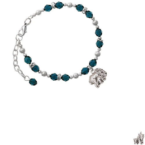 Loved Elephant with Baby Navy Blue Beaded Bracelet