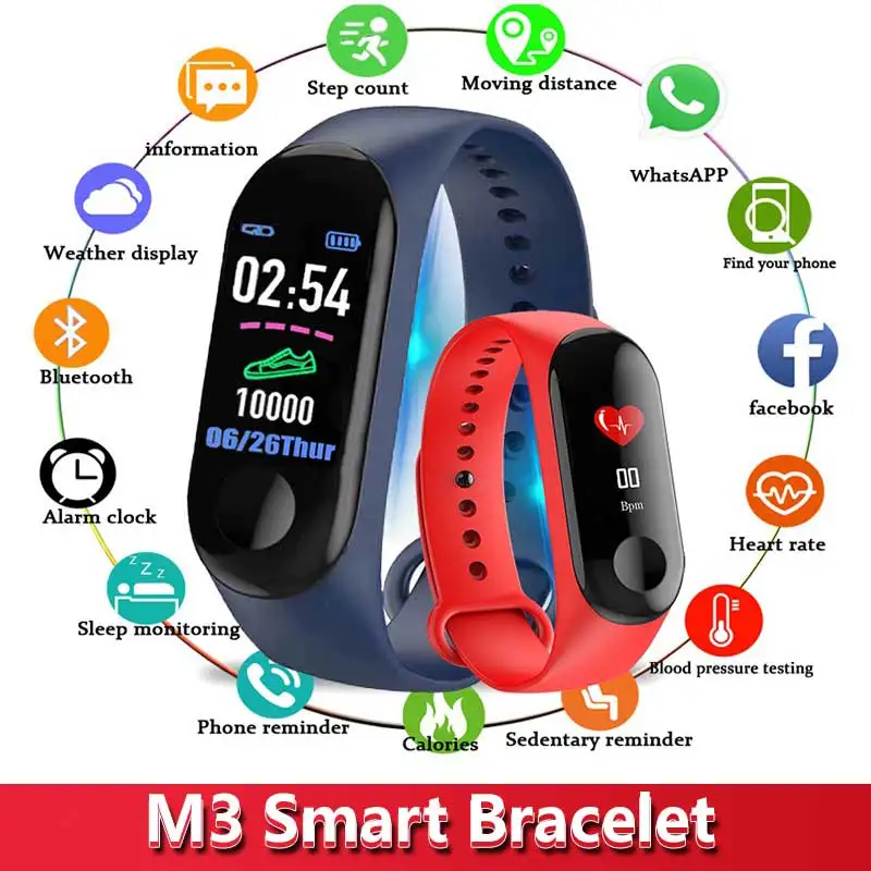 

Dorze M3 Smart Watch Heart Rate Monitor Fitness Tracker Smartwatch Color Screen Blood Pressure Pedomater PK Xiaomi Mi Band 3 Y5