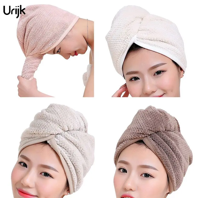 

Urijk 1PC Quick-drying Bath Towel Solid Microfiber Fleece Fabric Bathroom Towels Women Hair Towel Bathroom Super Absorbent