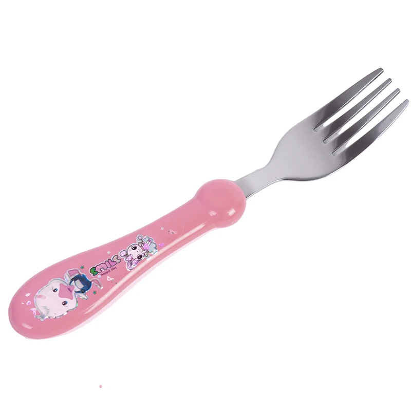 2 шт./компл. детская ложка для кормления с мультяшным принтом + вилка