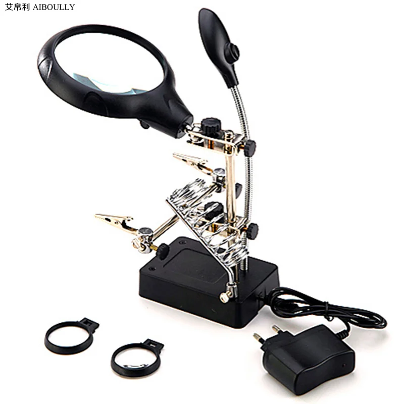 

MG16129 Handicraft production science experiment soldering iron clamp Board soldering repair tool 10X and 7.5X magnifier zoom